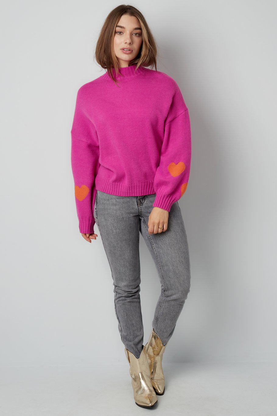 Comfort Heart Knit sweater - fuchsia Picture4